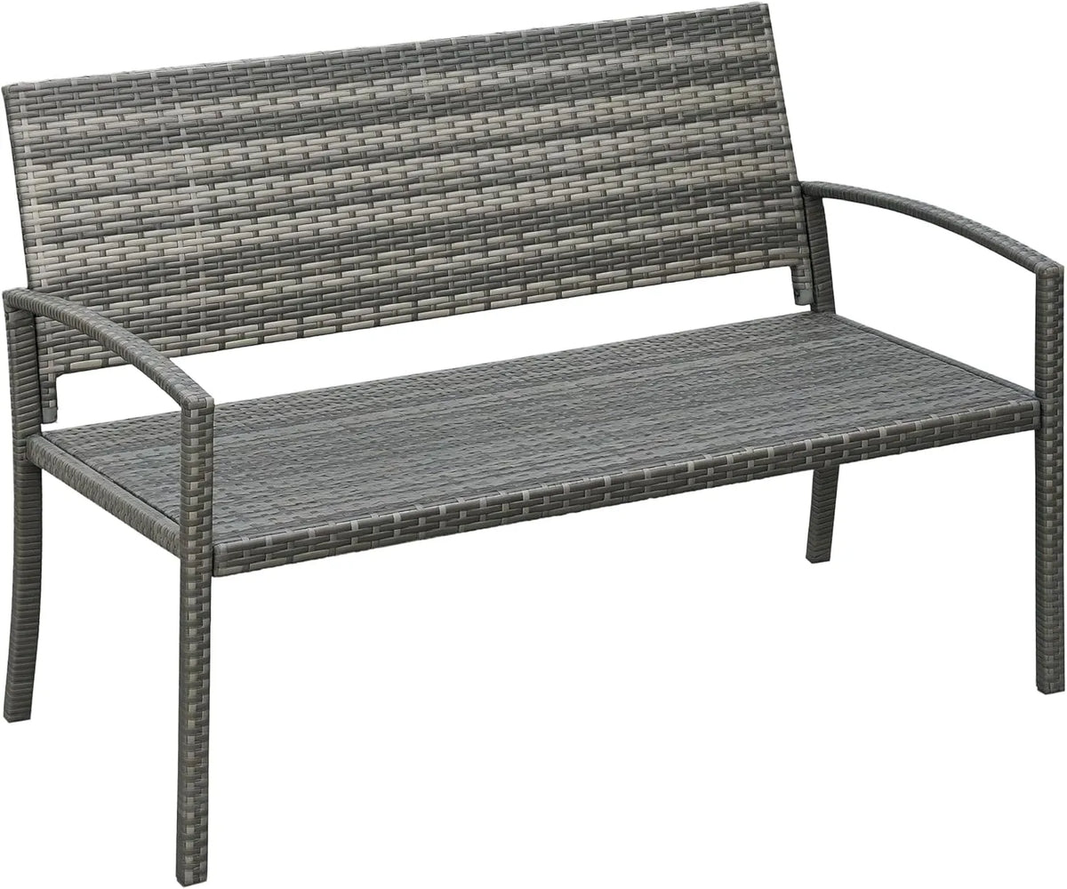 Outsunny Ławka ogrodowa i ławka tarasowa – 122 × 60 × 87 cm, 320 kg, szary, z metalu, z technorattanu
