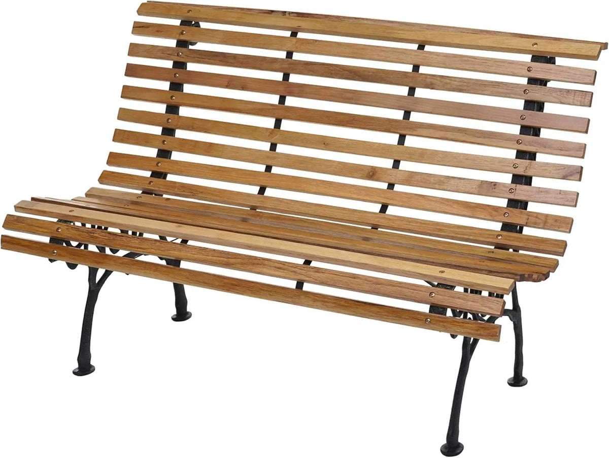 Mendler Ławka ogrodowa i ławka tarasowa HWC-F97AM — jasnobrązowa, z drewna, 2-osobowa, 122 cm, 22 kg