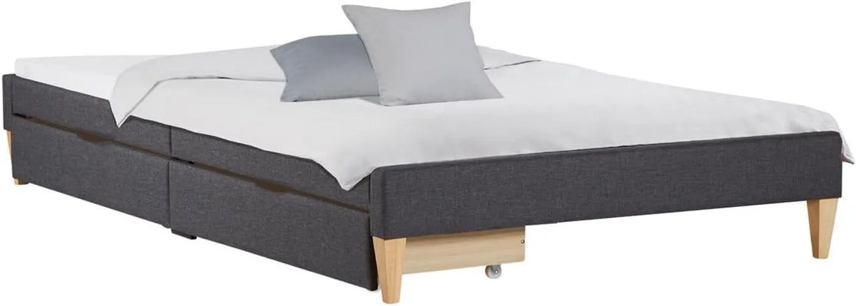 Homestyle4u 2620 – 140 × 200 cm, szary, tapicerka materiałowa