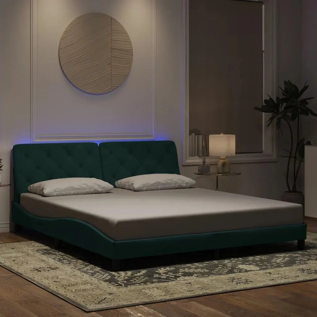 Rama łóżka i konstrukcja łóżka z diodami LED – tapicerka aksamitna, wyświetlacz LED, 180 × 200 cm