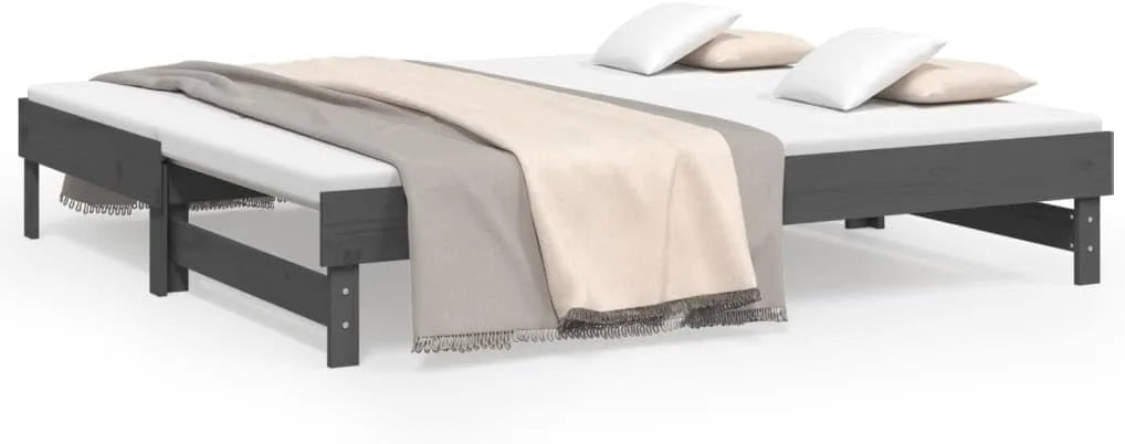 Sofa – z drewna, 90 × 190 cm, szary, tapicerka materiałowa