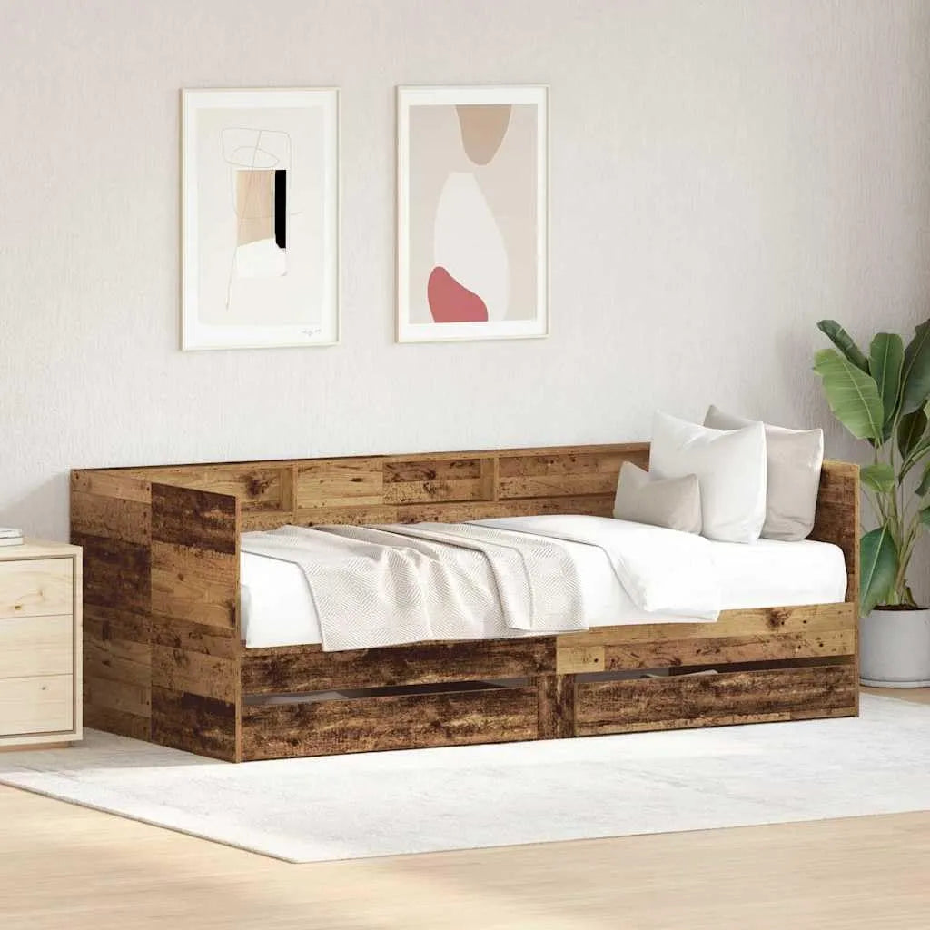 Sofa: z drewna, z szufladami, 90 × 200 cm, 2 w