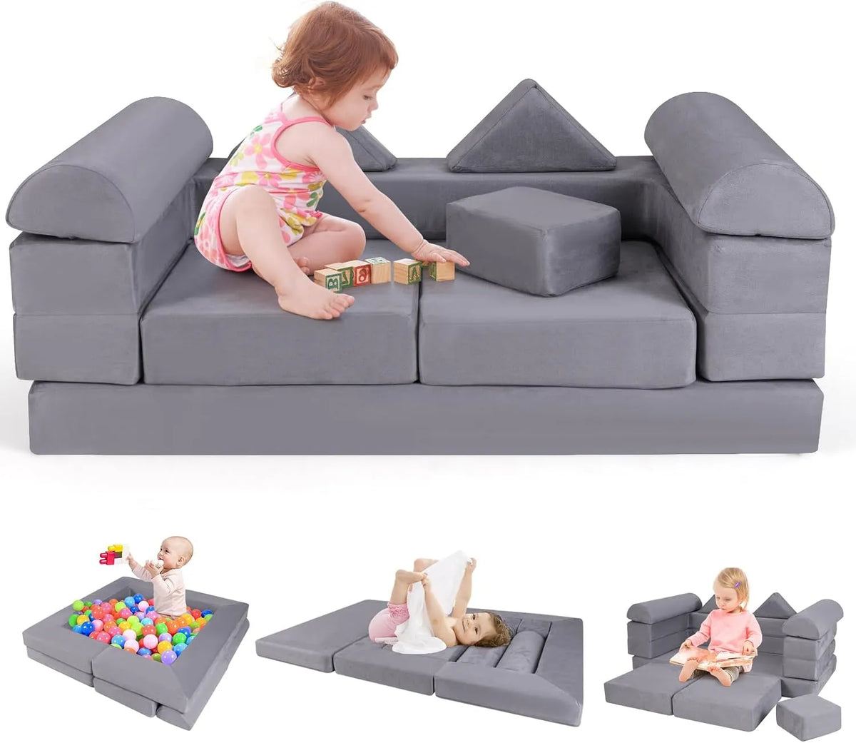 COSTWAY Sofa: modułowa konstrukcja, wypełnienie piankowe, szary