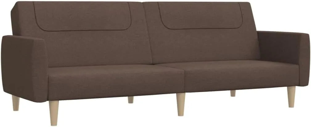 Sofa — tapicerka materiałowa, z funkcją spania, 2-osobowa, beżowy, rozkładana konstrukcja, tapicerka materiałowa
