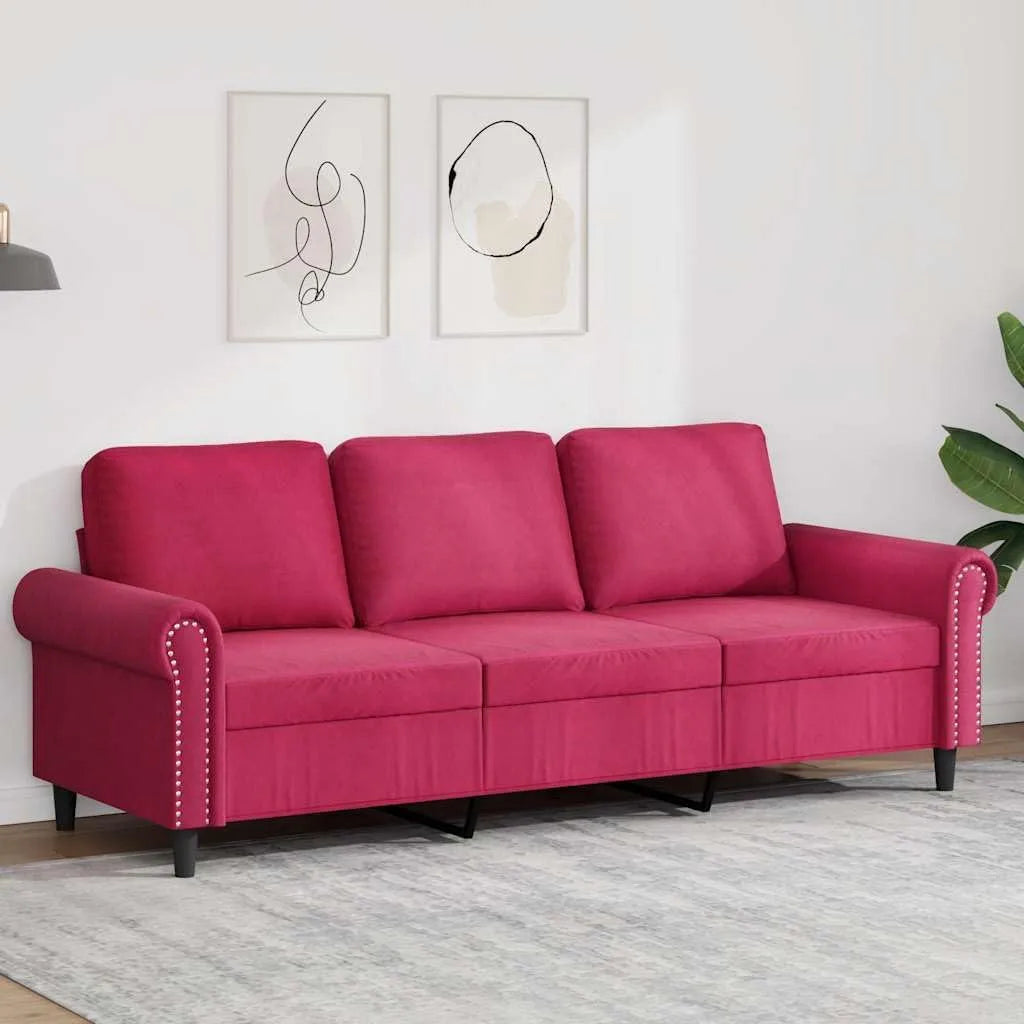 Sofa narożna: tapicerka aksamitna, 3-osobowa, 180 cm, z metalu