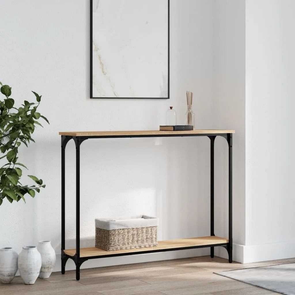 Stolik kawowy i ława do salonu – z drewna, 100 × 22, 5 × 75 cm, z metalu