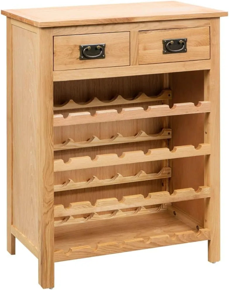 Szafka na wino z litego drewna dębowego i MDF do — z drewna, z szafą, 72 × 32 × 90 cm
