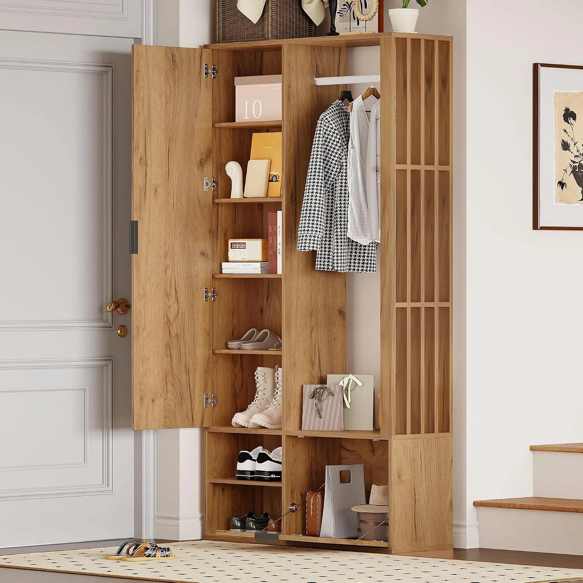 Szafa: naturalny, 100 × 33 × 190 cm, 6 w, 1, 5 p