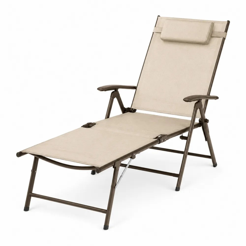 Leżak aluminiowy beżowy z poliestrem 190 cm