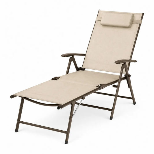 Leżak aluminiowy beżowy z poliestrem 190 cm