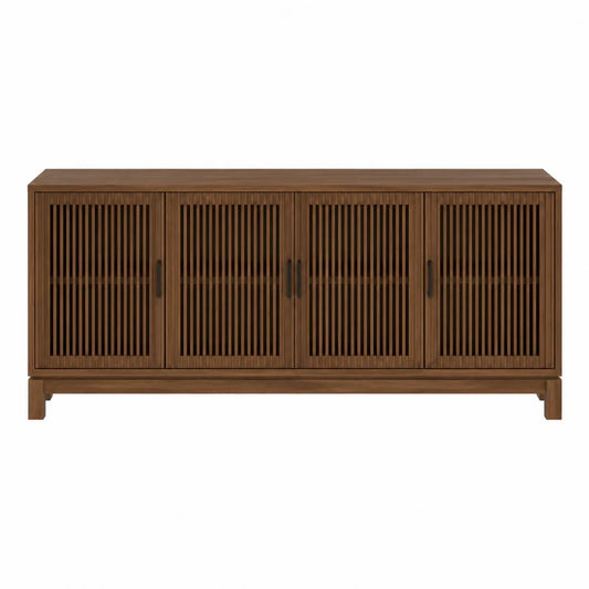 Szafka RTV z drewna dębowego z drzwiami żaluzjowymi brązowa 160x75x40cm
