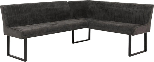 Ławka narożna HWC-O82 — z tkaniny szenilowej, tapicerka materiałowa, 210 × 159 cm, 310 g, z metalu