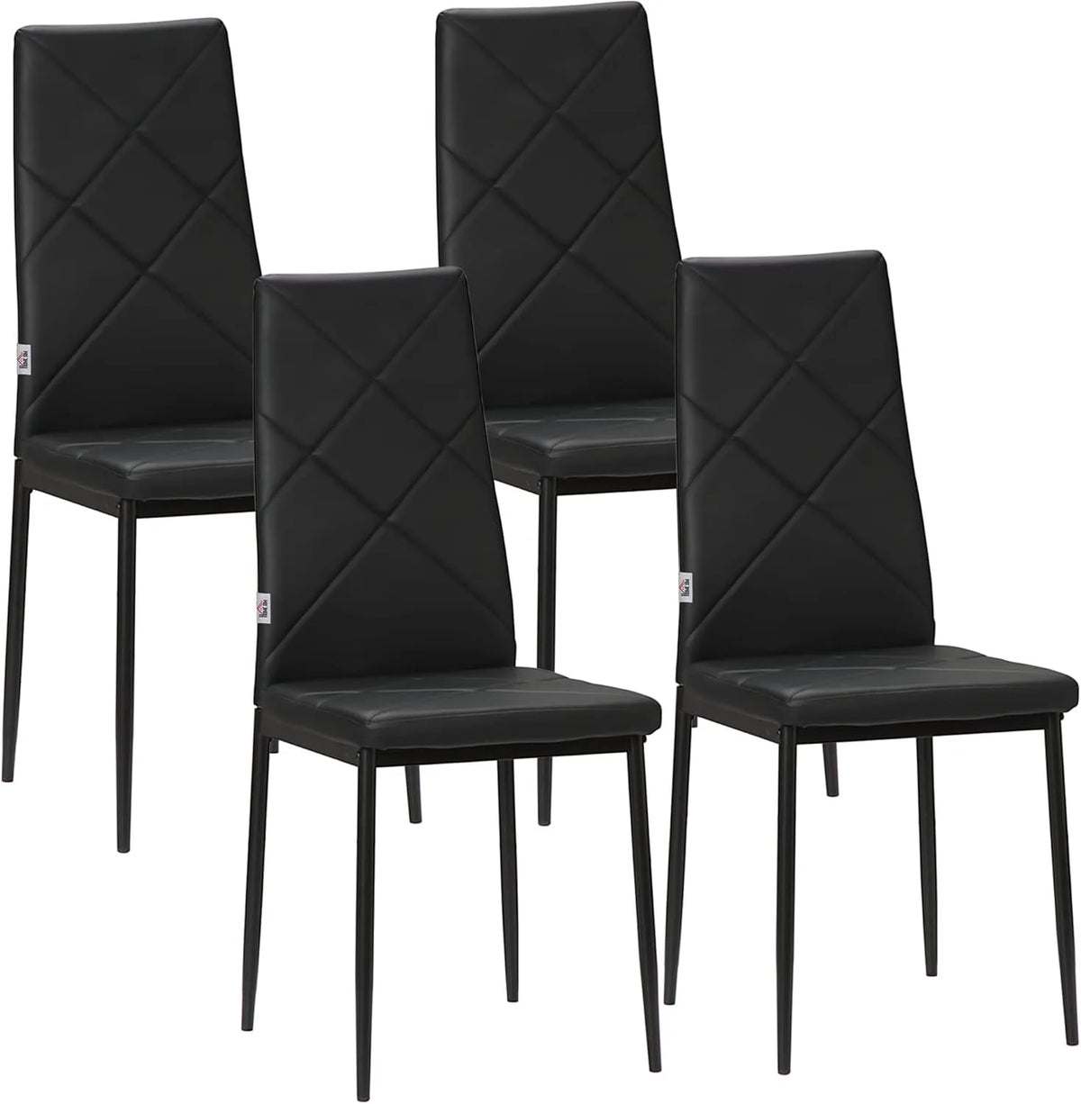 HOMCOM Krzesło: 4er-Set, 41 × 50 × 97 cm, czarny, z metalu, tapicerka skórzana