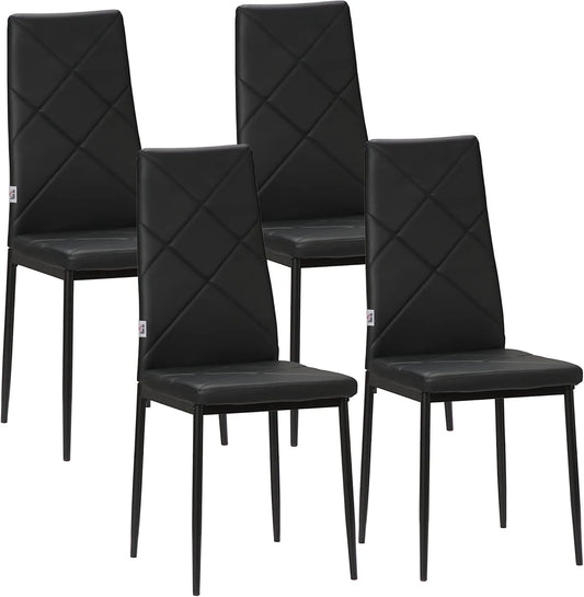 HOMCOM Krzesło: 4er-Set, 41 × 50 × 97 cm, czarny, z metalu, tapicerka skórzana