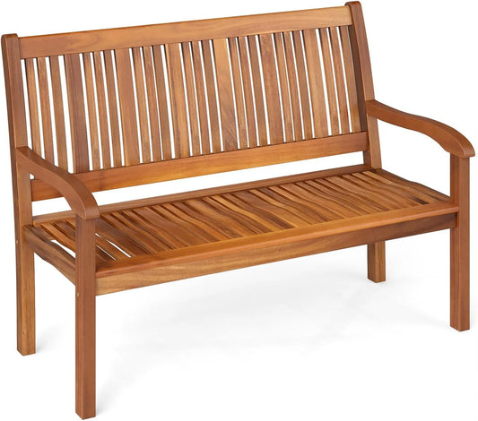 COSTWAY Ławka ogrodowa i ławka tarasowa z drewna — odporny na warunki atmosferyczne, 3-osobowa, 126 × 63 × 91 cm, 320 kg