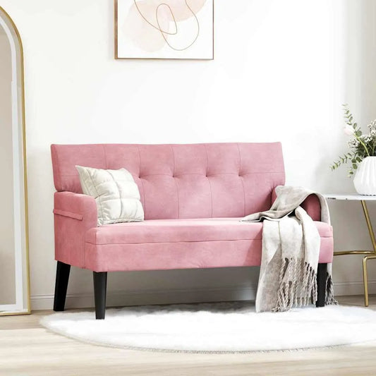 Chesterfield ławka z aksamitnym obiciem: z oparciem, tapicerka aksamitna, 112 × 65, 5 × 75 cm, różowy
