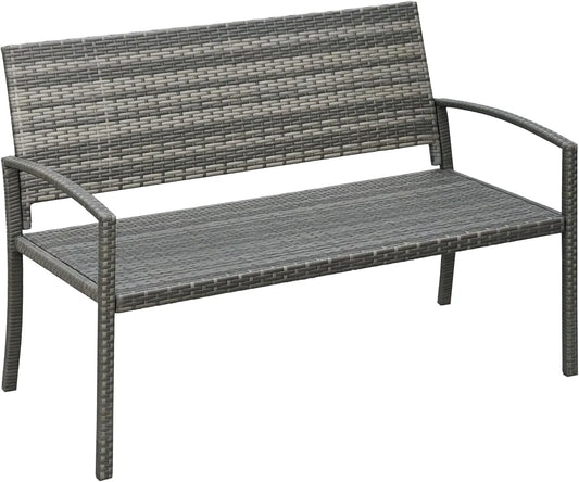 Outsunny Ławka ogrodowa i ławka tarasowa – 122 × 60 × 87 cm, 320 kg, szary, z metalu, z technorattanu