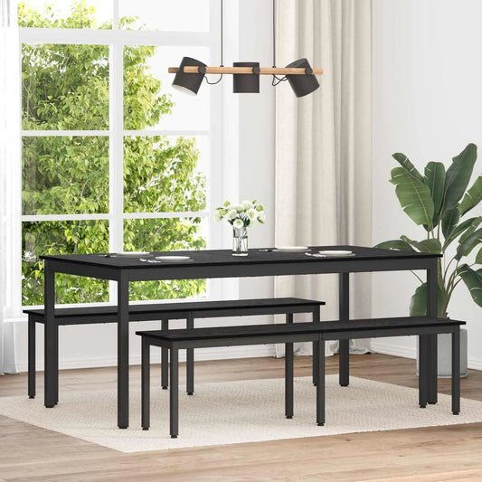 Prostokątna ławka do siedzenia – z drewna, 160 × 35 × 45 cm, czarny, z metalu
