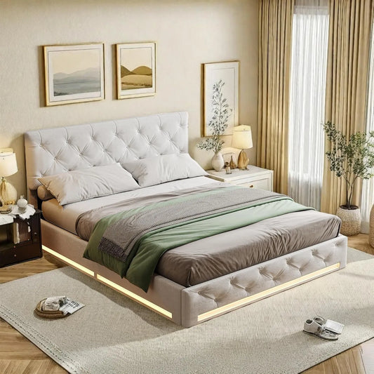 Łóżko tapicerowane i rama łóżka z obiciem – z drewna, regulowana konstrukcja, 160 × 200 cm, tapicerka materiałowa
