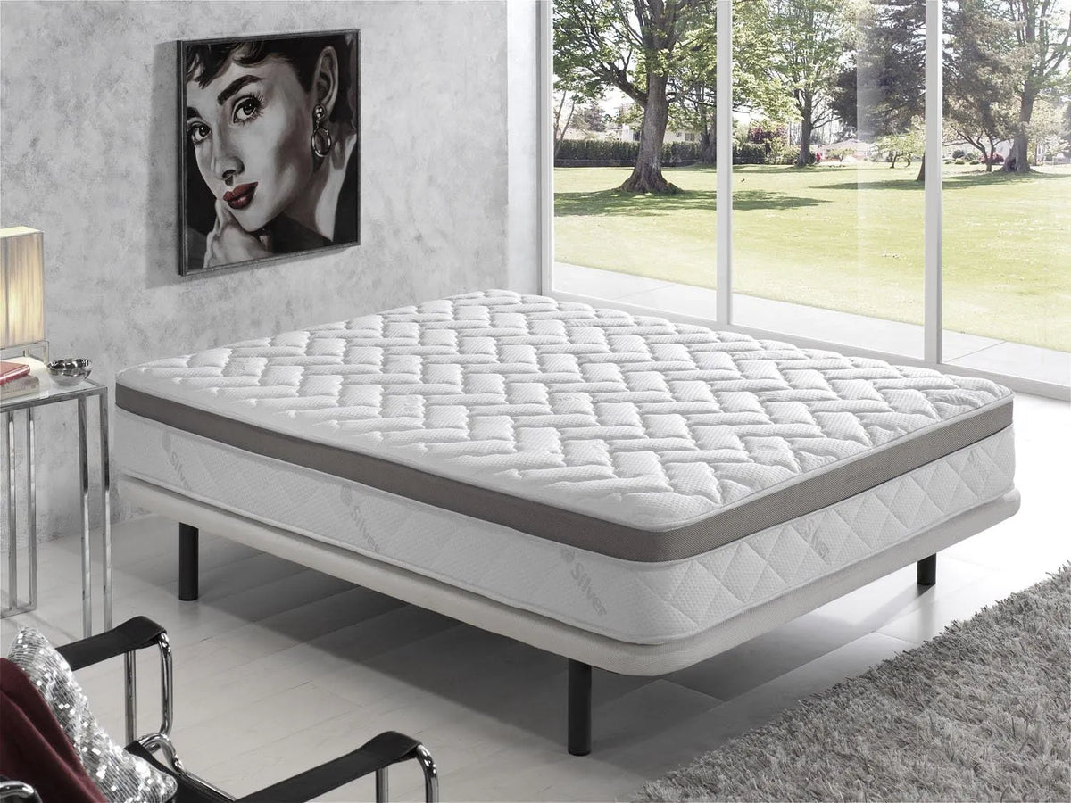 Materac: RELAX, 200 × 200, 25 cm, srebrny
