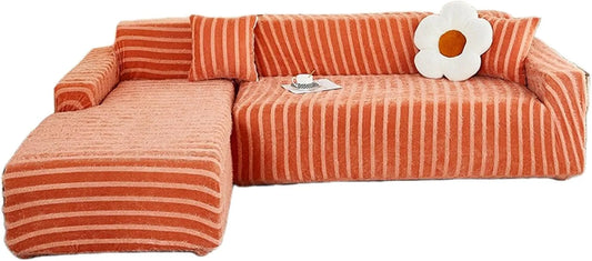 Sofa narożna – w kształcie litery L, z tkaniny szenilowej