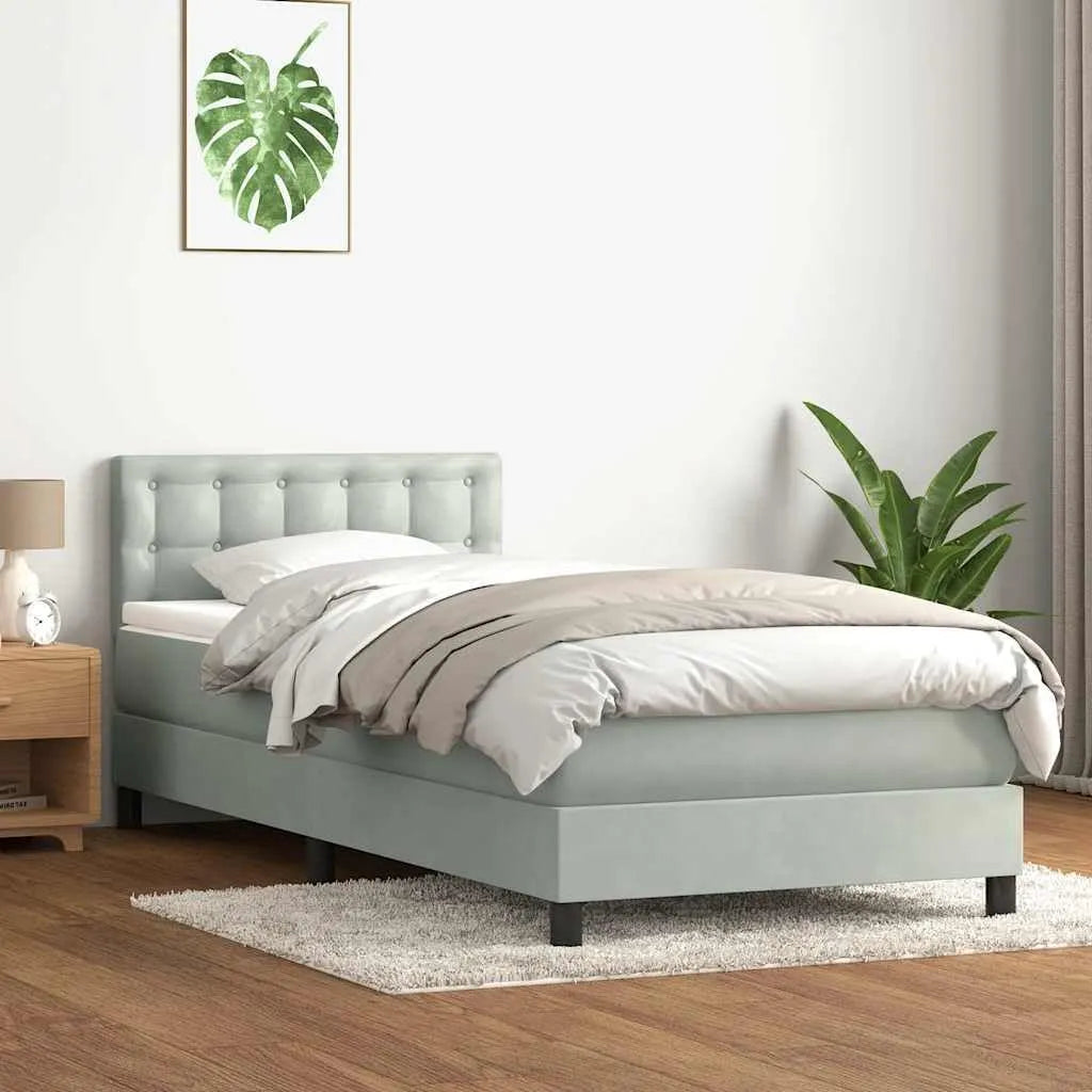 Łóżko kontynentalne z materacem — tapicerka aksamitna, 80 × 220 cm