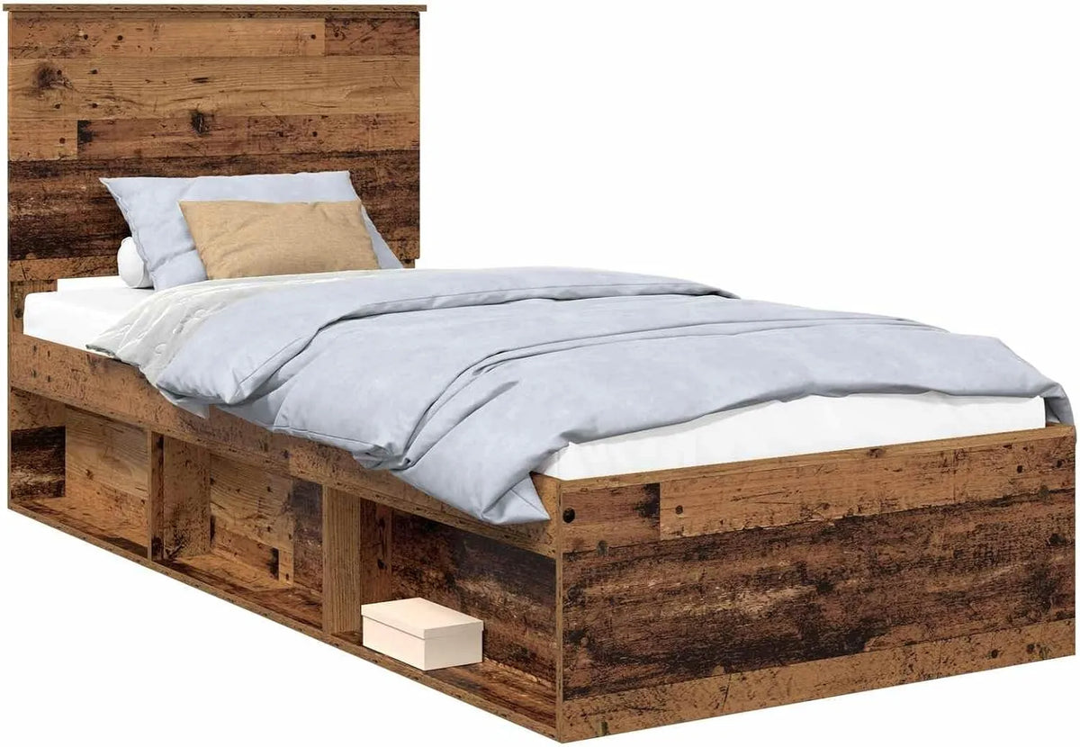 Rama łóżka i konstrukcja łóżka z litego drewna sosnowego — z drewna, 90 × 200 cm