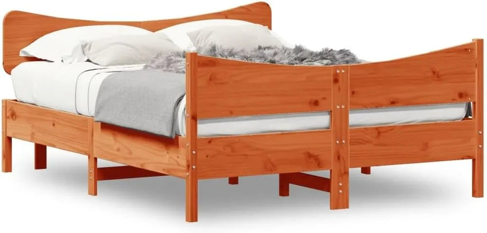 Łóżko z litego drewna bez materaca – z drewna, 160 × 200 cm, brązowy