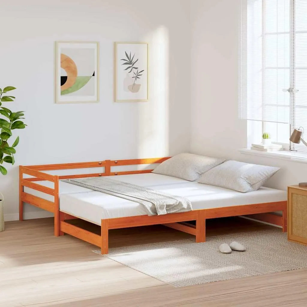 Sofa: z drewna, 80 × 200 cm, brązowy, tapicerka materiałowa