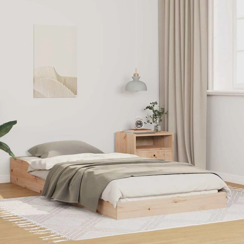 Rama łóżka i konstrukcja łóżka z litego drewna sosnowego – z drewna, 100 × 210 cm