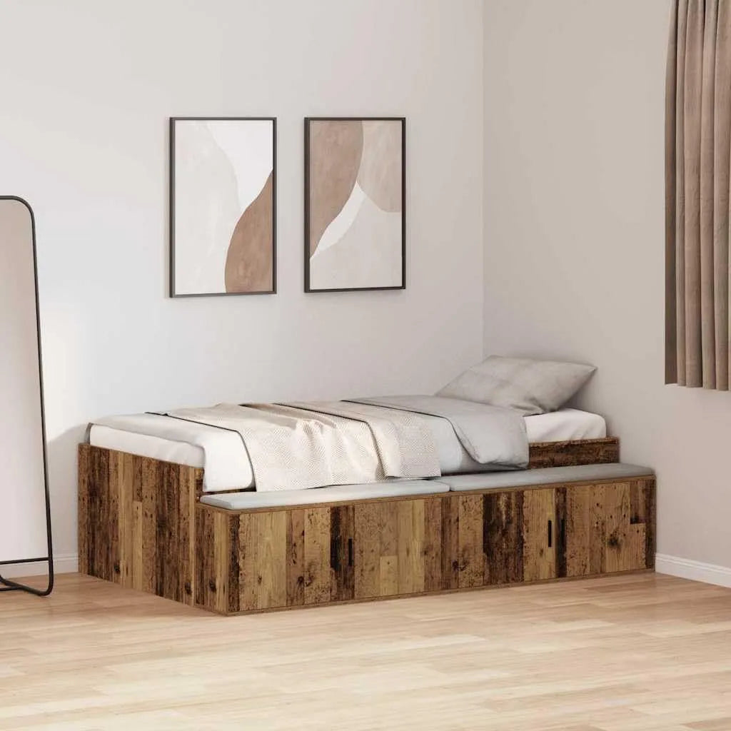 Nowoczesna Rama łóżka i konstrukcja łóżka z miejscem do przechowywania – z drewna, z szufladami, 70 × 190 cm