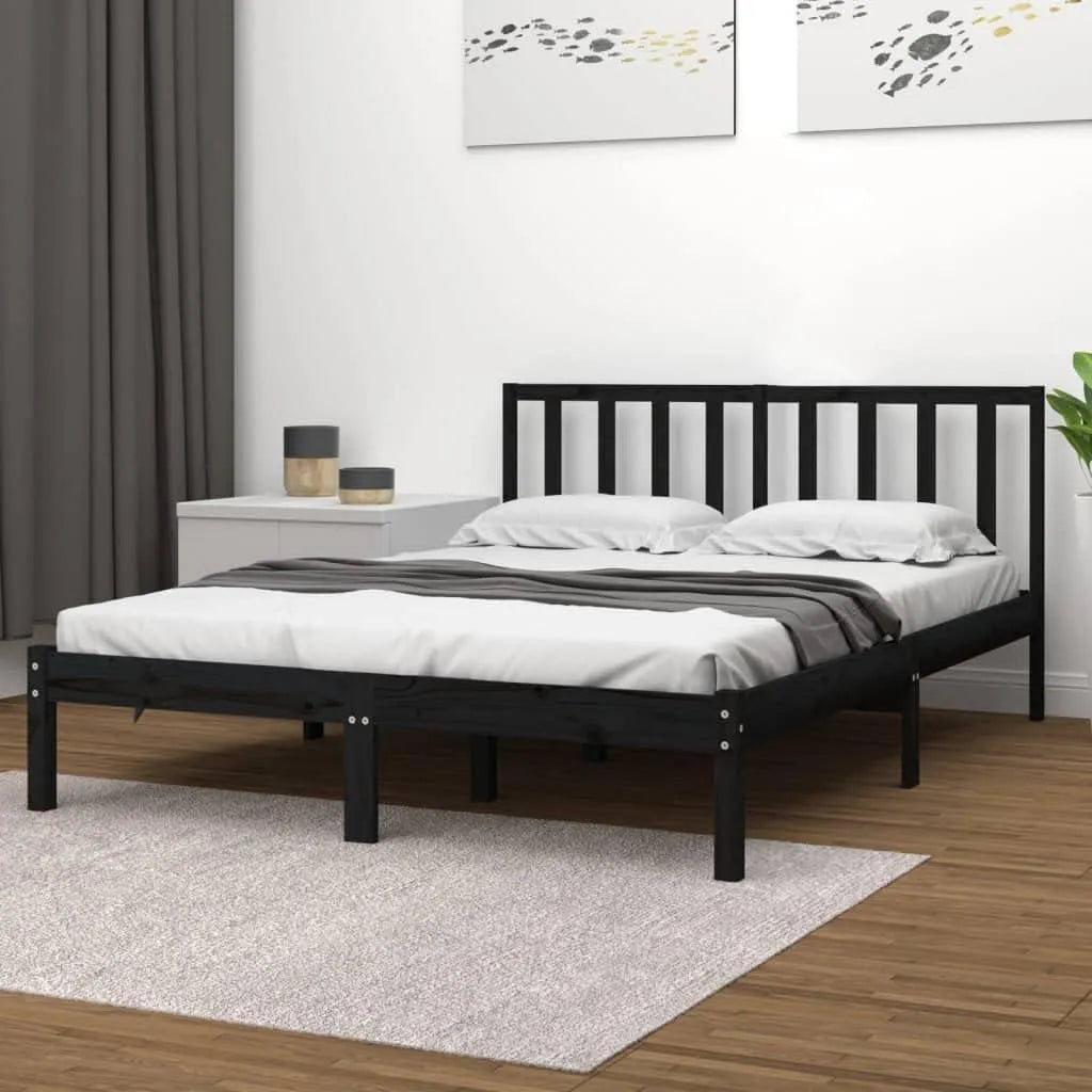 Łóżko z litego drewna sosnowego 200 x 200 cm — z drewna, 200 × 200 cm, tapicerka materiałowa