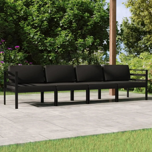 Sofa — modułowa konstrukcja, z poduszkami, z aluminium, antracytowy, odporny na warunki atmosferyczne