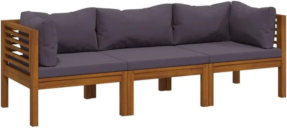 Sofa ogrodowa i sofa wypoczynkowa na taras: z drewna, z poduszkami, 3-osobowa