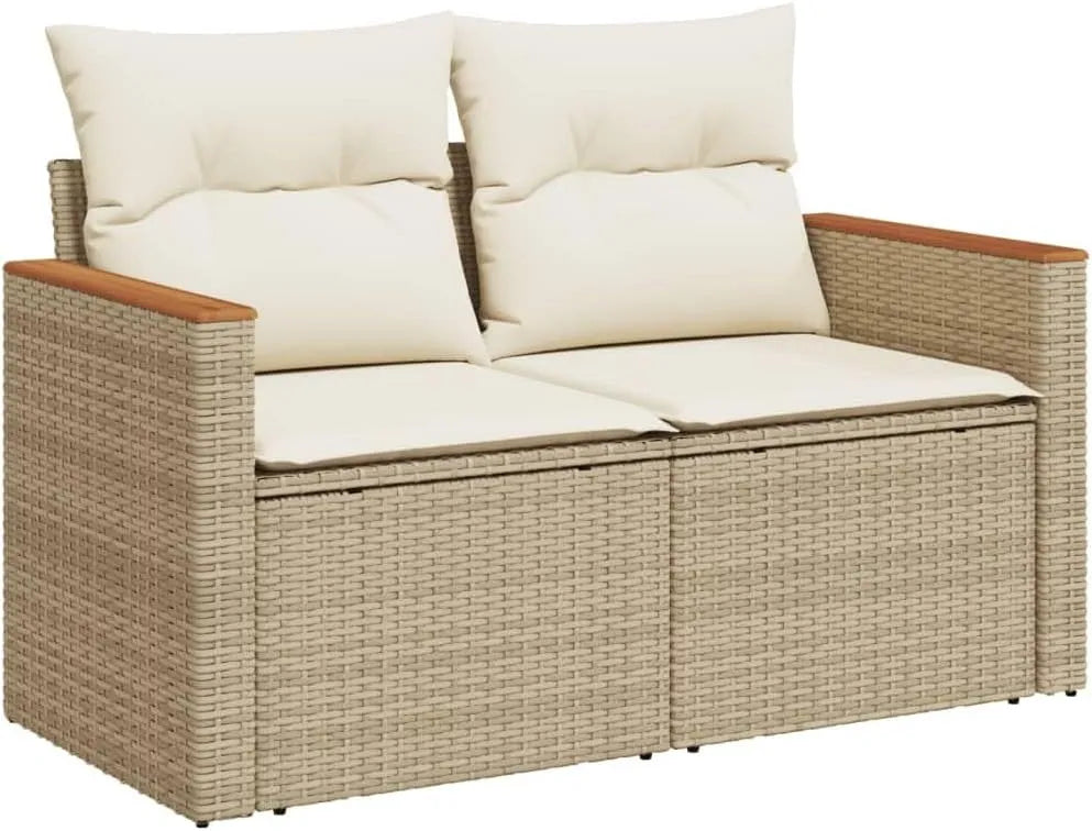 Sofa ogrodowa i sofa wypoczynkowa na taras – z poduszkami, z technorattanu, 2-osobowa
