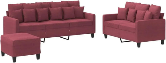 Sofa — z poduszkami, czerwony
