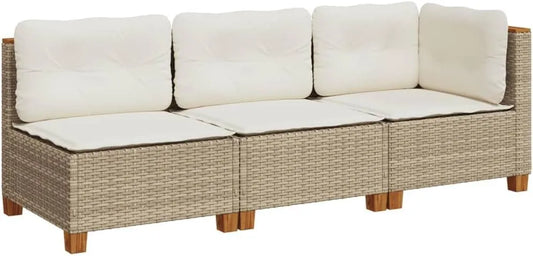 Sofa ogrodowa i sofa wypoczynkowa na taras: z poduszkami, z technorattanu, 3-osobowa, 3 osobowa, dla 3 osób
