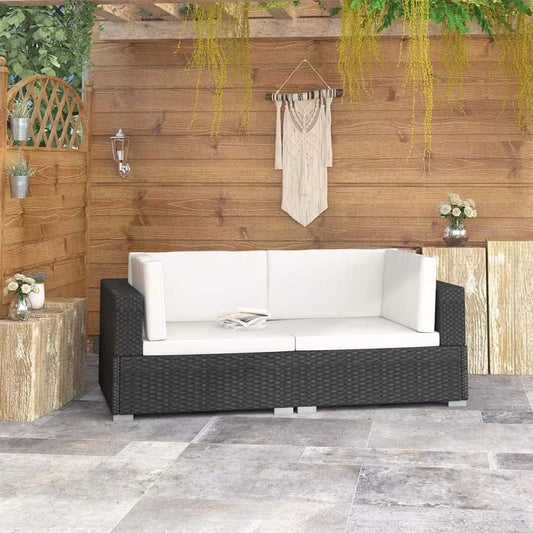 Sofa — modułowa konstrukcja, z technorattanu, 2-osobowa, 140 × 70 × 54 cm, szary