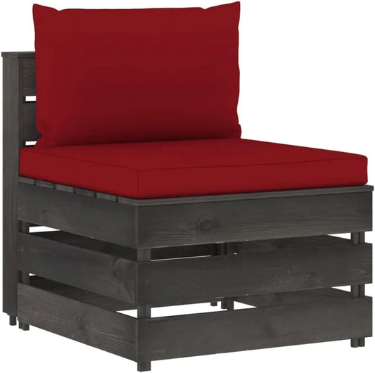 Sofa – modułowa konstrukcja, z drewna, z poduszkami, 60 × 70 × 66 cm, szary