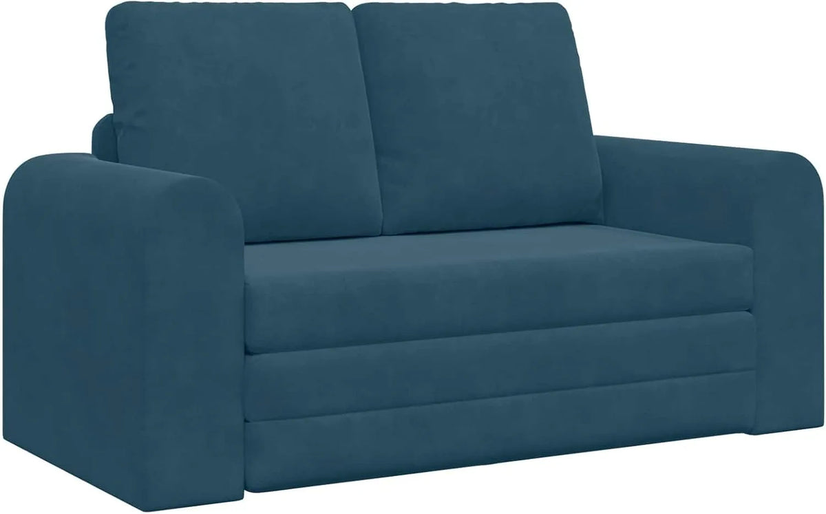 Sofa rozkładana i sofa z funkcją spania – tapicerka aksamitna, 148 × 71 × 83 cm, niebieski