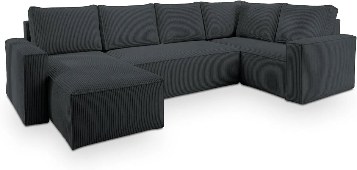 Sofa narożna: Grafitowy, z funkcją spania, z pojemnikiem do przechowywania, rozkładana konstrukcja