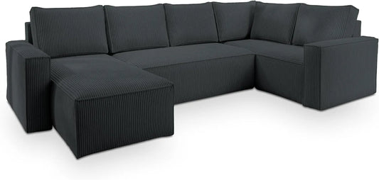 Sofa narożna: Grafitowy, z funkcją spania, z pojemnikiem do przechowywania, rozkładana konstrukcja