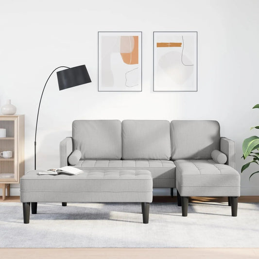 Sofa narożna – modułowa konstrukcja, w kształcie litery L, z drewna, wypełnienie piankowe, szary