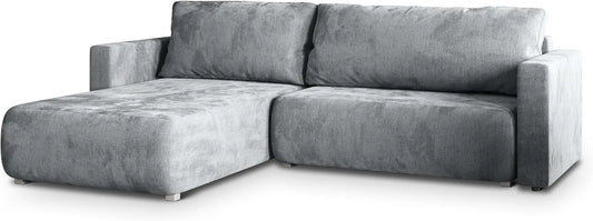 Sofa narożna: Jasnoszary, z funkcją spania, z pojemnikiem do przechowywania, rozkładana konstrukcja