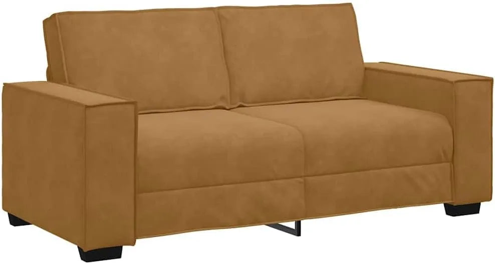 Sofa: tapicerka aksamitna, 2-osobowa, 140 cm, brązowy