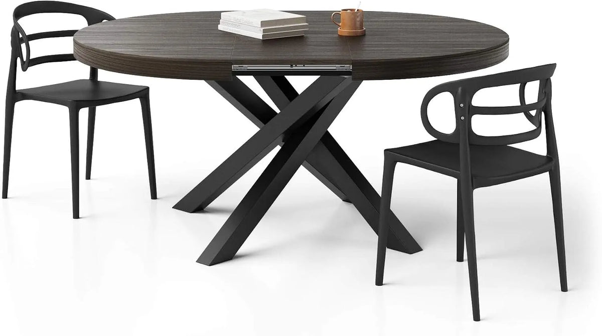 Mobili Fiver Okrągły stół rozkładany Emma — 160 cm, czarny