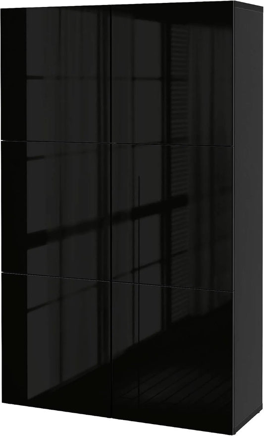 IKEA BESTÅ Kombinacja do przechowywania z drzwiami: 120 × 42 × 193 cm, czarny