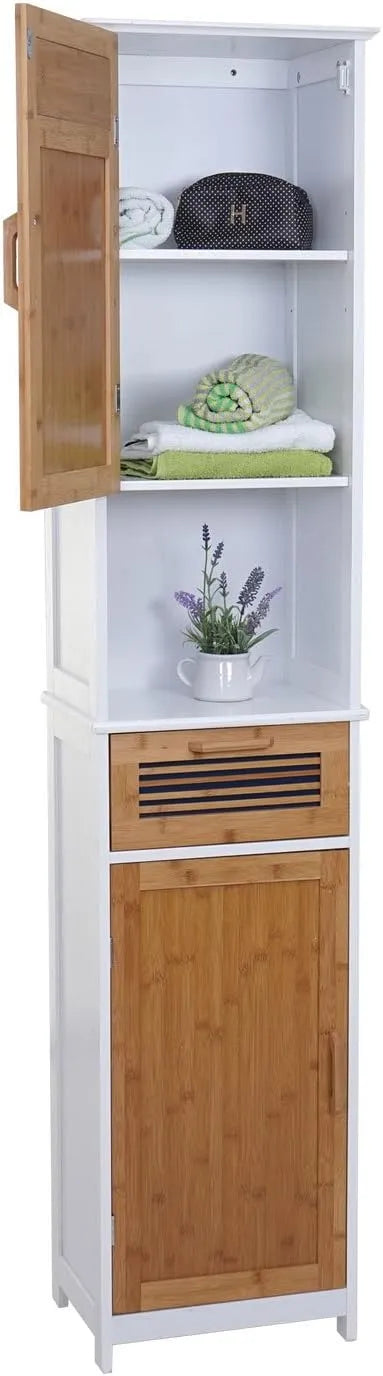 Mendler HWC-A85 Szafka łazienkowa i słupek do łazienki: 180 × 40 × 31 cm, biały