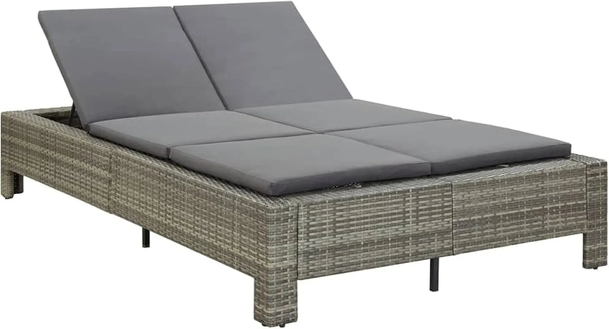 Tidyard Łóżeczko — z funkcją relaks, z technorattanu, regulowana konstrukcja, 220 × 130 × 35 cm, szary, z funkcją odchylania