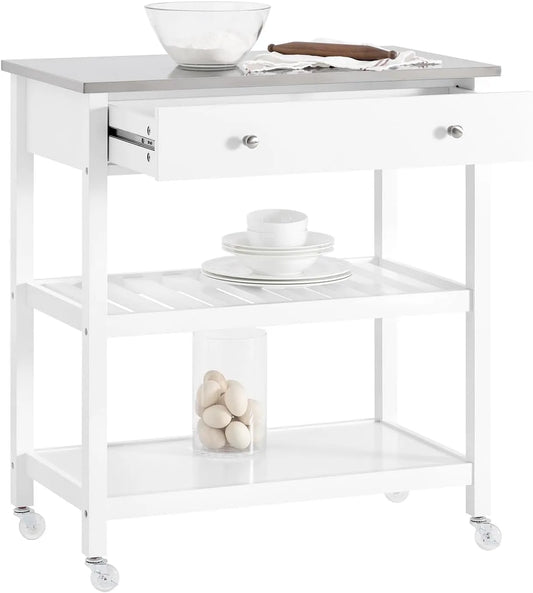SoBuy Wózek kuchenny na kółkach – FKW47-II-W, 81 × 45 × 90 cm, biały, z metalu